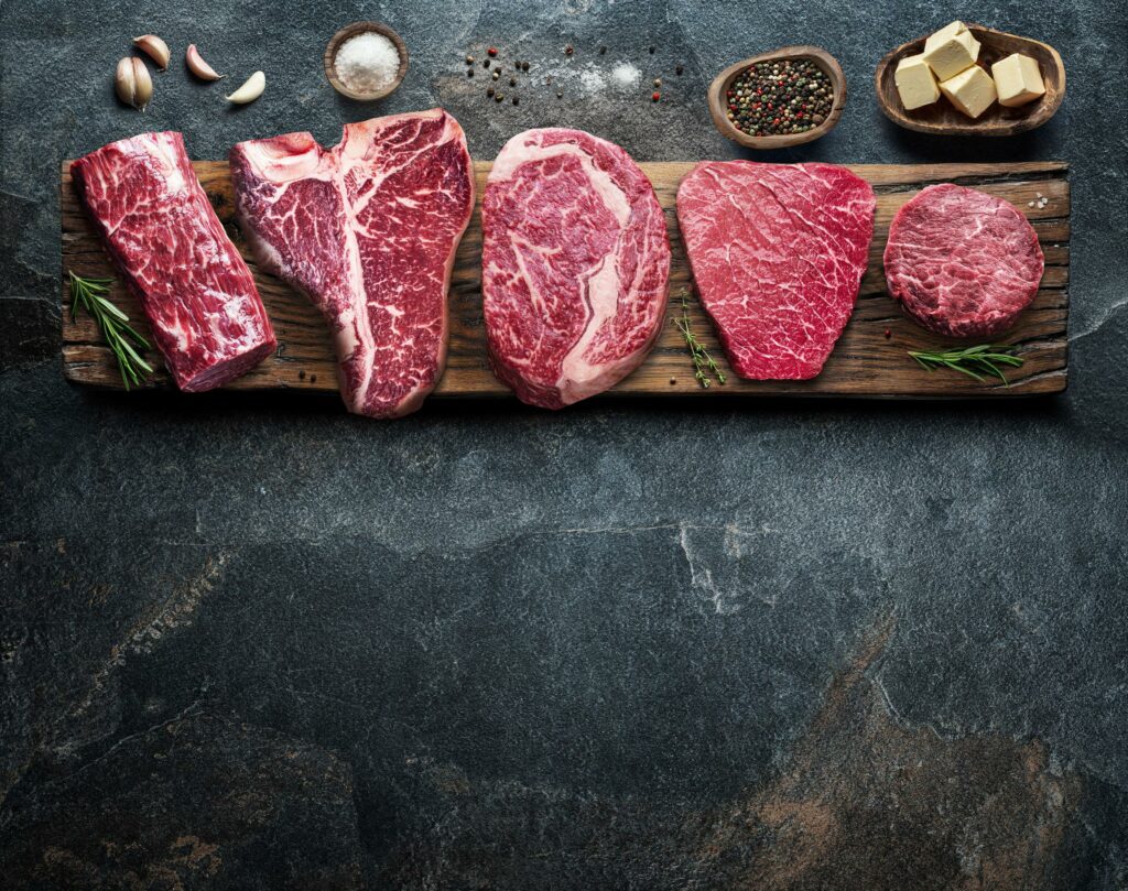 Sunday Supper Stack - 6 Ribeye - 1.5 inch - 1-1.2 lbs. ea, 2 Sirloins - 2.5-3.5 lbs. ea. 2 lbs. Ground Beef
